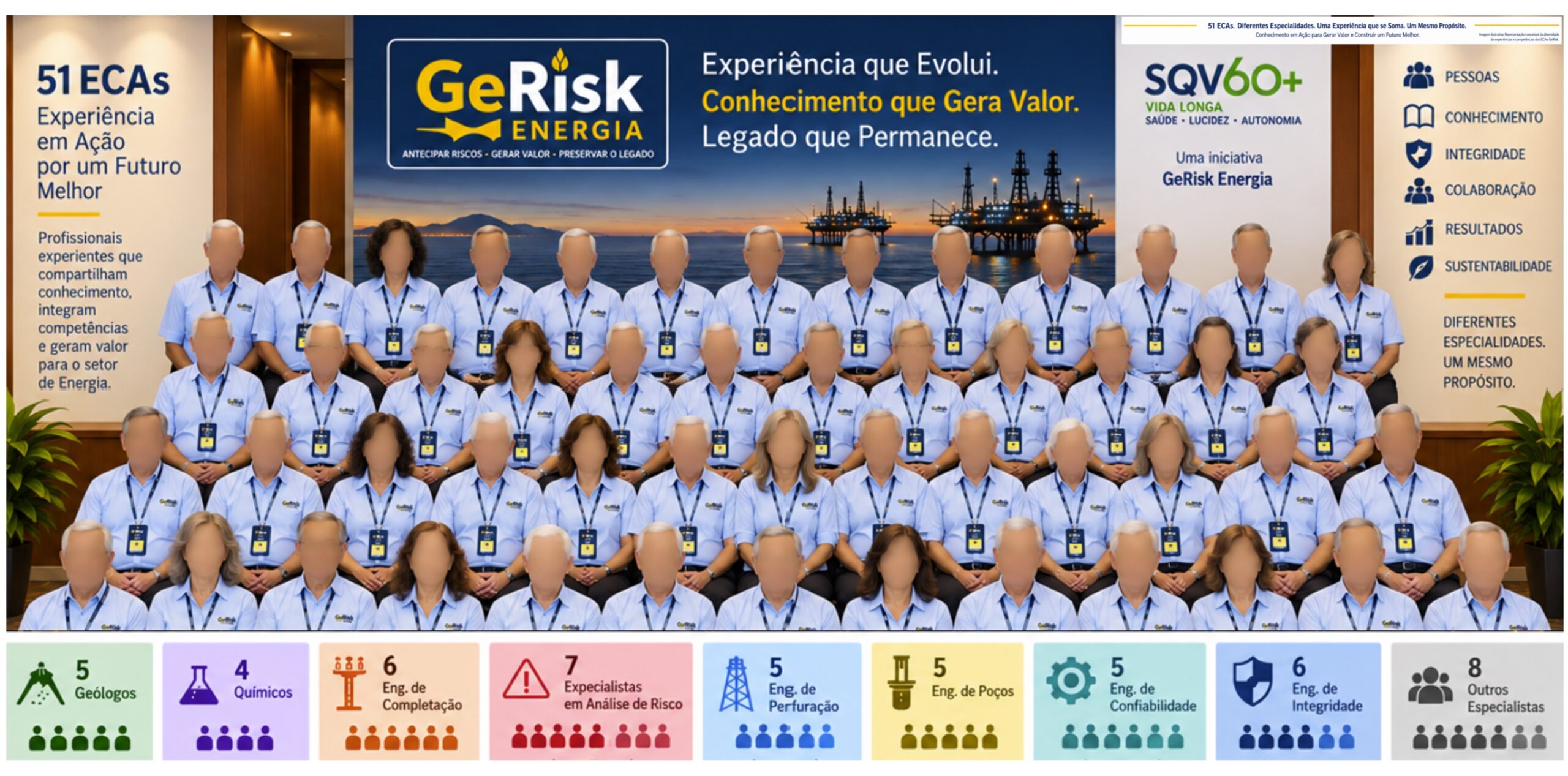 Representação conceitual dos 51 ECAs da GeRisk Energia e de suas diferentes especialidades